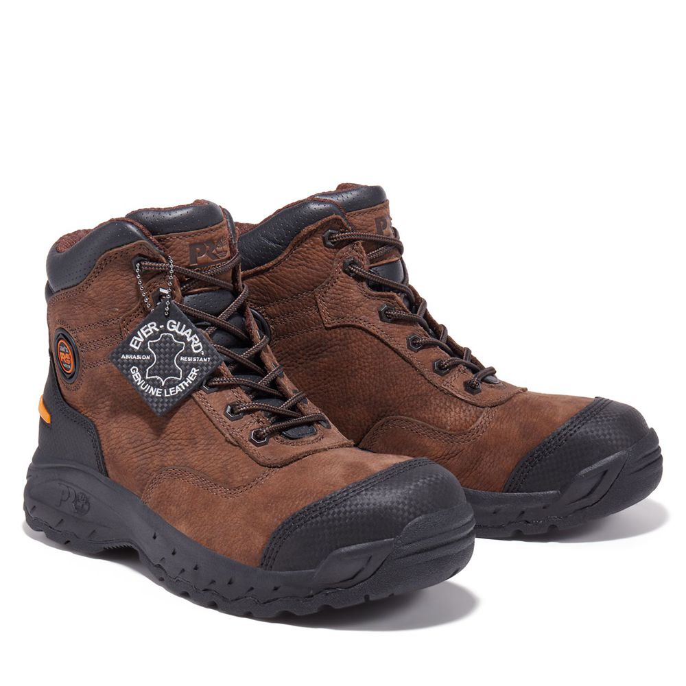 Timberland Μποτακια Εργασίας Ανδρικα Καφε/Μαυρα - Pro® Endurance 6\" Titan® Xl Safety Toe - Greece 23